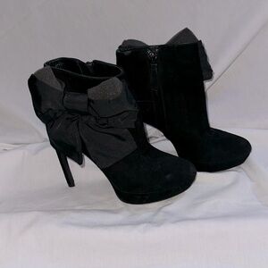 Alexander McQueen Suede Bow Ankle Boots